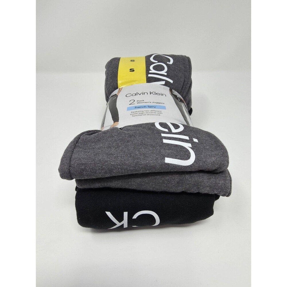 Calvin Klein 2-pk Women’s French Terry Iconic CK Logo Joggers Black Grey Size S - Picture 3 of 8